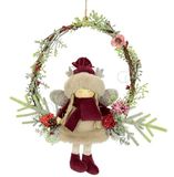 Versierde Rotan Krans met Elf en Kerstdecoratie