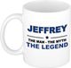 Bellatio Decorations Jeffrey - Man Myth Legend Mok - Koffiemok - 300 ml - Donkerblauw - Keramiek