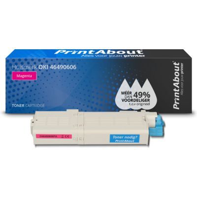 PrintAbout Huismerk Toner 46490606 Magenta - Compatible with OKI C532dn, C542dn, MC563dn, MC573dn