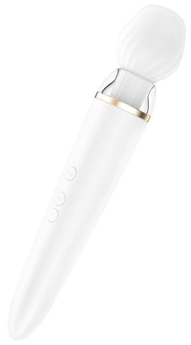Satisfyer Double Wand-er Wand Vibrator - White - App Control - Waterproof