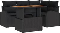 vidaXL Tuinbank Set 5-delig Zwart Polyrattan