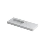INK Pitch wastafel in keramische slab wasbak links met drain en front en side skirts zonder kraangat 120x45x9cm, calacatta mat