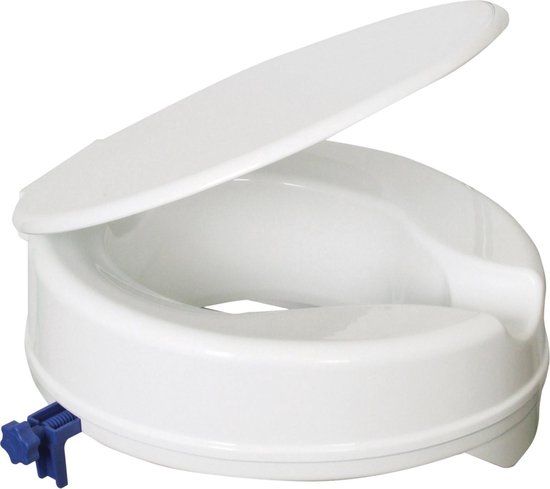 Aidapt Toiletverhoger 100 mm - Ergonomisch met deksel - Wit/Blauw