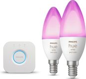Philips Hue Starterspakket - E14 - met 2 Kaarslampen - Wit en Gekleurd Licht - Incl. 1 Hue Bridge