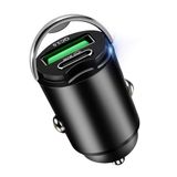elzle Autolader, USB C, 30 W, sigarettenaanstekeradapter met PD 30 W + QC 3.0, 18 W, snel opladen voor iPhone, Samsung, Xiaomi, Huawei en tablet