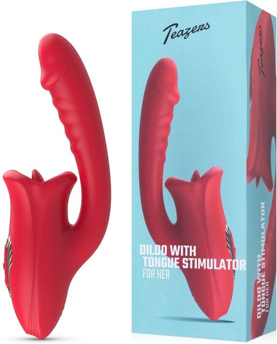 Teazers Dildo met Clitoris Stimulator - Rood - Oplaadbaar - 20 standen