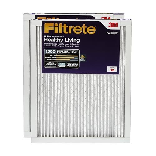 Filtrete Filtrete 16x25x1 luchtfilter, MPR 1500, MERV 12, gezond leven ultra-allergeen 3 maanden geplooide 1-inch luchtfilters, 2 filters