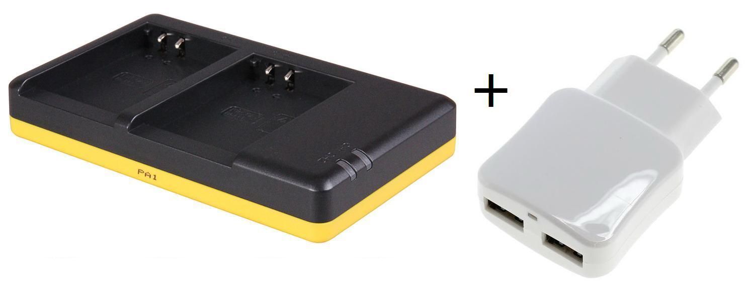 Duo lader voor Olympus BLN1 camera accu's + USB adapter