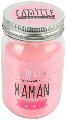 DITES LE AVEC DES MOTS MO0156 Bougie Mason Jar Cire/Verre Rose 7,80 x 7,80 x 13,20 cm