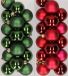 Decoris Kaemingk B.V. 32x Kunststof Kerstballen Mix Donkergroen/Donkerrood 4 cm