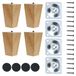 Set de 4 pieds de meuble en bois, 10 cm de haut, avec plaque de fixation