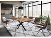 Table à manger en bois de manguier 220x100x76 naturel laqué /Epoxy noir, support Spider rond anthracite mat EPOXY
