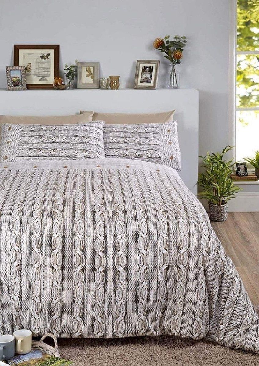 Rapport Dekbedovertrek Aran Knit naturel flanel - Flanel - 2021