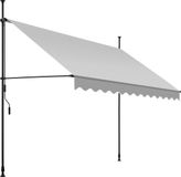 Tectake Klemluifel met handslinger - Balkonluifel zonder boren - Breedte 300 cm - Lichtgrijs