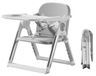 Chaise haute C1 - Chaise haute réglable en hauteur - 3-en-1 - Pliable - Réglable - Double plateau amovible - Sans rembourrage - Gris