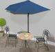 Prolenta Maison Exclusive - Balkonscherm met aluminium mast, blauw, 270x144x222 cm, halfrond