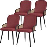 ML-Design Eetkamerstoelen set van 4 rood gestoffeerd met rugleuning