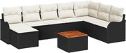 vidaXL Banc de jardin - Set - 9 - pièces - Noir - poly - rotin