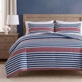 Nautica - Dekbedset, zacht omkeerbaar beddengoed met bijpassende sham, gestreepte woondecoratie, slaapzaal essentials (Kennedy Stripe marineblauw, twin/Twin XL)