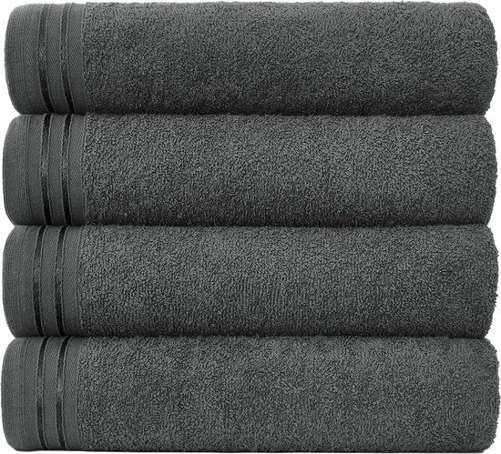 4-Pack - Extra Large Charcoal Bath Towels - 100% Egyptian Cotton - 500 GSM - Antracite