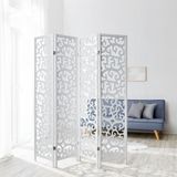 Homestyle4u Kamerscherm - 173x175 cm - wit - 4-delig - houten decoratie