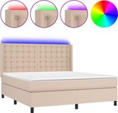 vidaXL Boxspringbed met matras en LED-verlichting, cappuccino-bruin, 160x200 cm