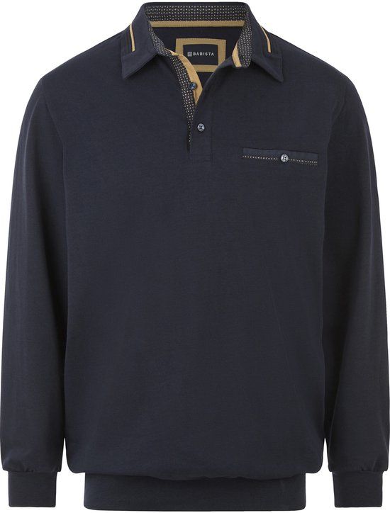 Babista heren Poloshirt Met Lange Mouwen - 48/50 - donkerblauw - Plus Size
