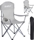 Merkloos Relaxdays Campingstoel - 2 stuks - opvouwbaar - met bekerhouder - grijs