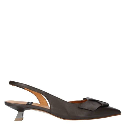 Angel Alarcon donkerbruin leren slingback pumps
