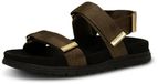 Woden Damessandalen Louisa Olijf Leer/Textiel Platte Sandalen Maat 42
