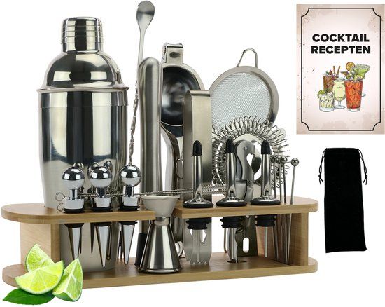 KitchenBrothers Cocktail Set - 25 delig - Lichtbruin/Bamboe