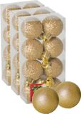 Ger Import 24x pièces boules de Noël paillettes dorées plastique diamètre 3 cm