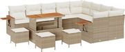 vidaXL Banc de jardin - Ensemble - 14 pièces - 10 places assises - Beige et Crème