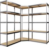CLP Magazijnstelling 3-delig systeem - 2x rekkensysteem - 1x hoekrek - Stellingkast metaal - Opbergrek - Magazijnrek - zilver