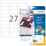 HERMA 4233 Veiligheidsetiketten A4 32 stuks (63,5 x 29,6 mm, 800 vellen) zelfklevend, bedrukbaar, permanent hechtend, 21.600 etiketten voor printers, wit