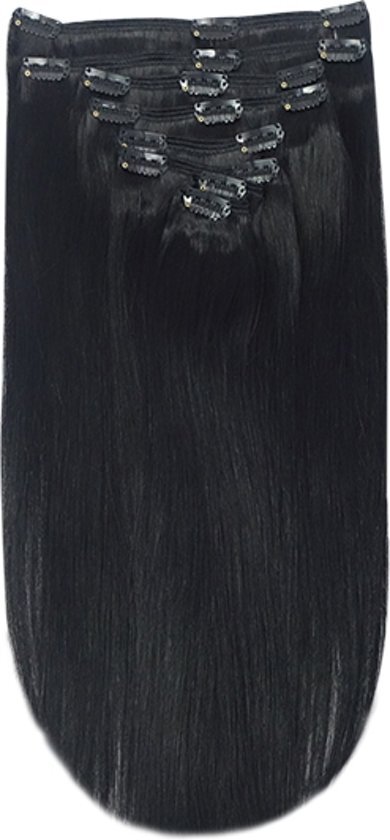 Remy hair Remy Human Hair extensions Double Weft straight 20 - zwart 1