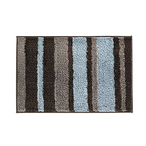 Inter Design Microvezel Gestreept Tapijt - 50 x 80 cm - Mokka / Grijs