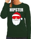 Bellatio Decorations Shoppartners Bv Foute Kerst sweater / kersttrui Hipster Santa groen voor dames S