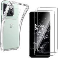 Phonillico® Schokbestendig hoesje voor OnePlus 10T en 2 Tempered Glasses Screen Protection Film