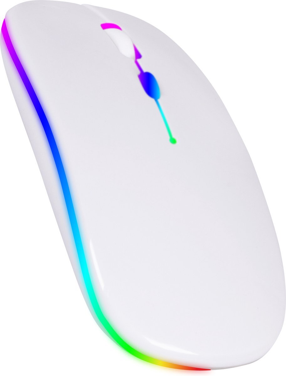Nuvance Nuvance - Draadloze LED Bluetooth Muis - Ergonomisch - RGB - Laptop en Gaming - Draadloos - Wit