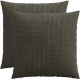 vidaXL - Kussensloop - 2 stuks - ALMELO - Antracietkleurig - 60 x 60 cm - corduroy