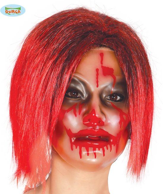 Transparant masker vrouw met bloed - Zwart, Beige, Rood - PVC