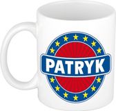 Bellatio Decorations - Patryk voornaam - koffiemok - beker - wit/blauw - 300 ml