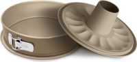 Guardini Gold Elegance Bakvormen Set - Springvorm - Donut Bakvorm - Cakeblik - Taartvorm - Springvorm 26 cm - 2 Stuks - Staal - Goud