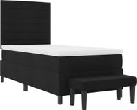 vidaXL Boxspringbed met kussens en hoofdbord, noir, 90 x 200 cm, tissu
