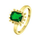 Lucardi Dames Stalen goldplated vintage ring vierkant groen