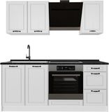 Vicco Eenpersoonskeuken R-Line, Wit landelijk/Wit, 180 cm antraciet werkblad