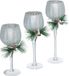 ATMOSPHERA CREATEUR D'INTERIEUR Glazen kaarsenhouder met feesttak, 3 stuks