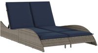 vidaXL Ligbed met kussens grijs 114x205x73 cm poly rattan