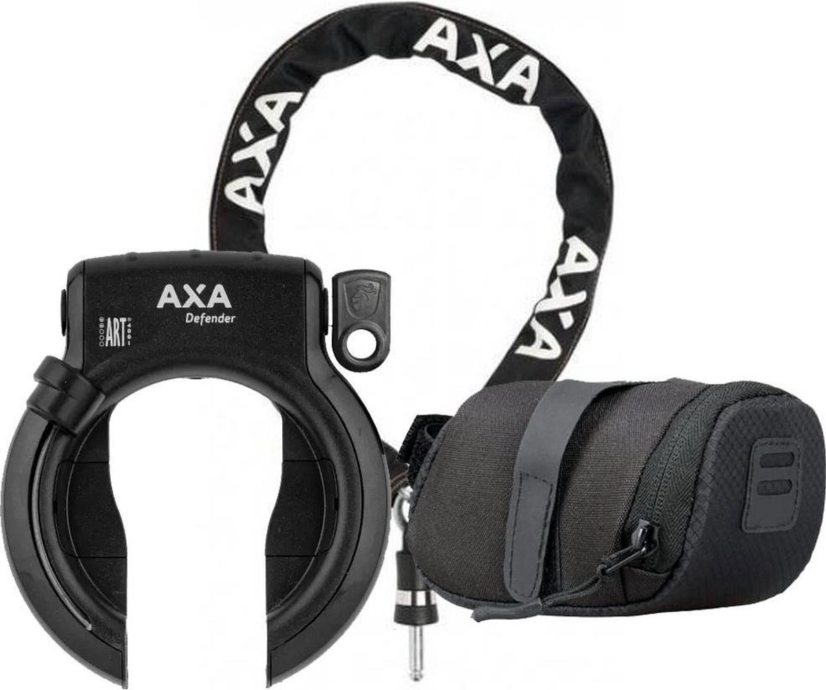 Axa Defender ART2 fietsslot 100cm insteekketting set met opbergtas - zadeltas - Zwart